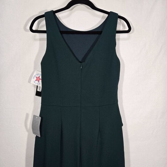 BETSY ADAM "Christine" PINE Scuba Crepe Ruffle Bow Slit Formal Gown Dress Size 8 - Picture 6 of 17